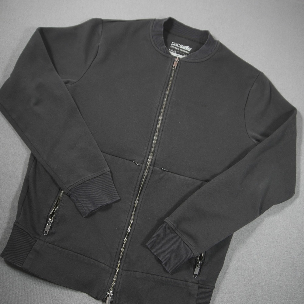 Pacsafe Transit Men Bomber Jacket Black Anti-Theft Travel Full Zip DT-1117 M